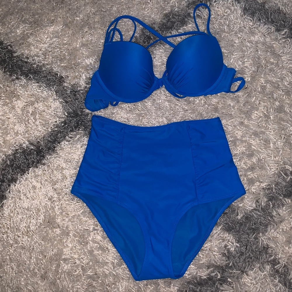 High Waisted Blue Bikini